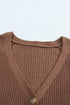 Bishop Sleeve V-Neck Drop Shoulder Button Front Knit Cardigan Sweater